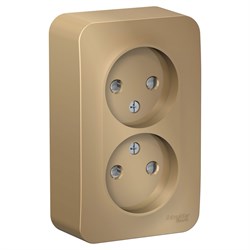 BLANCA О/У РОЗЕТКА двойная без заземления со шторк., 16А, 250В, ТИТАН - фото 148482