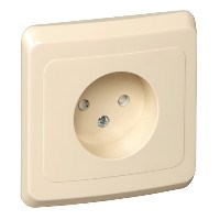 ЭТЮД С/У РОЗЕТКА без заземления со штороками 16А 250B, КРЕМОВЫЙ, Россия - фото 149818