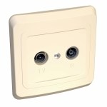 ЭТЮД С/У двойная TV-R РОЗЕТКА, КРЕМОВЫЙ, Россия - фото 149981