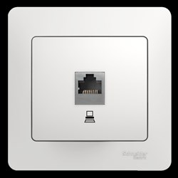 GLOSSA РОЗЕТКА компьютерная RJ45 кат.5E, механизм, БЕЛЫЙ - фото 150247