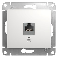 GLOSSA РОЗЕТКА компьютерная RJ45 кат.5E, механизм, БЕЛЫЙ - фото 150248