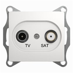 GLOSSA TV-SAT РОЗЕТКА проходная 4DB, механизм, БЕЛЫЙ - фото 150309