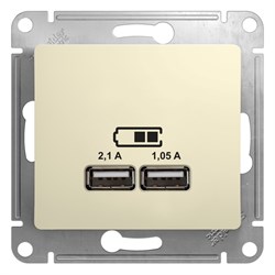 GLOSSA USB РОЗЕТКА A+A, 5В/2,1 А, 2х5В/1,05 А, механизм, БЕЖЕВЫЙ - фото 150415