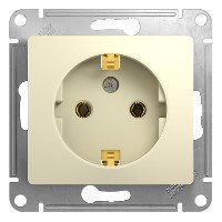 GLOSSA РОЗЕТКА с заземлением, 16А, механизм, БЕЖЕВЫЙ - фото 150452