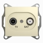 GLOSSA TV-SAT РОЗЕТКА проходная 4DB, механизм, БЕЖЕВЫЙ - фото 150612