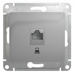 GLOSSA РОЗЕТКА компьютерная RJ45 кат.5E, механизм, АЛЮМИНИЙ - фото 150794