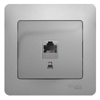 GLOSSA РОЗЕТКА компьютерная RJ45 кат.5E, механизм, АЛЮМИНИЙ - фото 150798