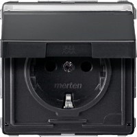 MERTEN Aquadesign МЕХ-М РОЗЕТКИ с крышкой пол.д/надписи, АНТРАЦИТ - фото 152369
