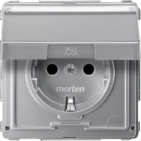 MERTEN Aquadesign МЕХ-М РОЗЕТКИ с крышкой пол.д/надписи, АЛЮМИНИЙ - фото 152381