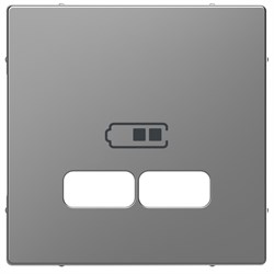 MERTEN D-Life ЦЕНТРАЛЬНАЯ НАКЛАДКА для USB механизма 2,1А, НЕР.СТАЛЬ - фото 153107