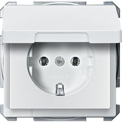 MERTEN МЕХАНИЗМ розетки с крышкой с з/к, ПОЛ.БЕЛЫЙ, QF SD - фото 153367