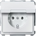 MERTEN МЕХАНИЗМ розетки с крышкой с з/к, ПОЛ.БЕЛЫЙ, QF SD - фото 153369