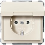 MERTEN МЕХАНИЗМ розетки 16А з/к б/ шт. c крышкой БЕЖЕВЫЙ, QF SD - фото 153374
