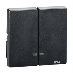MERTEN КЛАВИША двойная с окошком д/световой индикации IP44,АНТРАЦИТ, SM - фото 155746