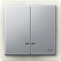 MERTEN КЛАВИША двойная с окошком д/световой индикации IP44,АЛЮМИНИЙ, SM - фото 155751