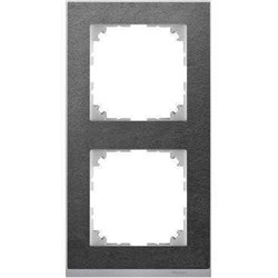 MERTEN M-Pure Decor РАМКА 2 поста б/перегородки, СЛАНЕЦ/АЛЮМИНИЙ, SM - фото 156126
