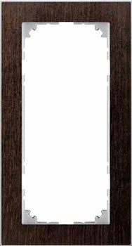 MERTEN M-Pure Decor РАМКА 2 поста б/перегородки, ВЕНГЕ/АЛЮМИНИЙ, SM - фото 156190