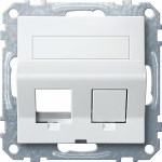 MERTEN ПЛАТА наклонная д/Keystone RJ45 2 поста, ПОЛ.БЕЛЫЙ, SM - фото 157593
