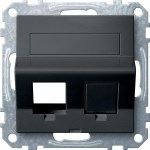 MERTEN ПЛАТА наклонная д/Keystone RJ45 2 поста, АНТРАЦИТ, SM - фото 157611