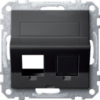 MERTEN ПЛАТА наклонная д/Keystone RJ45 2 поста, АНТРАЦИТ, SM - фото 157612