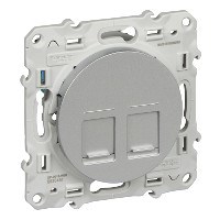ODACE РОЗЕТКА RJ45 двойная, infraplus, неэкранированный кабель, кат.5е, АЛЮМИНИЙ - фото 160537