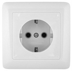 ПРИМА О/У РОЗЕТКА с зазем. со штор. МОНТ. ПЛ.16А 250В, БЕЛЫЙ,опт.уп. Россия - фото 160776