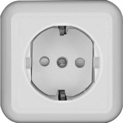 ПРИМА О/У РОЗЕТКА с зазем. со штор. МОНТ. ПЛ.16А 250В, БЕЛЫЙ,опт.уп. Россия - фото 160777