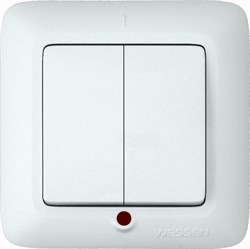 ПРИМА С/У 2-клавишный ВЫКЛЮЧАТЕЛЬ с подсветкой 10А 250B,БЕЛЫЙ,опт.уп.Россия - фото 161038