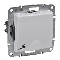 SEDNA РОЗЕТКА с зазем. конт., с защит. шторк., с крышкой, 16А, 250В, IP44, БЕЛЫЙ - фото 162049