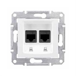 SEDNA РОЗЕТКА КОМПЬЮТЕРНАЯ RJ45, двойная, кат. 5е, неэкр. UTP, БЕЛЫЙ - фото 162450