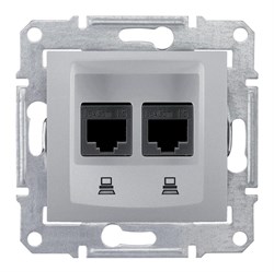 SEDNA РОЗЕТКА КОМПЬЮТЕРНАЯ RJ45, двойная, кат. 5е, неэкр. UTP, АЛЮМИНИЙ - фото 162456