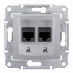 SEDNA РОЗЕТКА КОМПЬЮТЕРНАЯ RJ45, двойная, кат. 5е, неэкр. UTP, АЛЮМИНИЙ - фото 162457