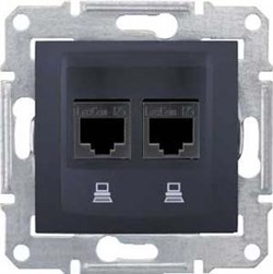 SEDNA РОЗЕТКА КОМПЬЮТЕРНАЯ RJ45, двойная, кат. 5е, неэкр. UTP, ГРАФИТ - фото 162463