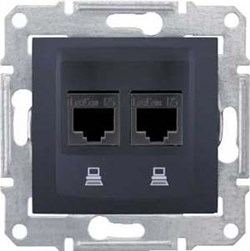 SEDNA РОЗЕТКА КОМПЬЮТЕРНАЯ RJ45, двойная, кат. 5е, неэкр. UTP, ГРАФИТ - фото 162464