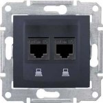 SEDNA РОЗЕТКА КОМПЬЮТЕРНАЯ RJ45, двойная, кат. 5е, неэкр. UTP, ГРАФИТ - фото 162465