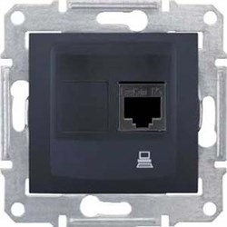SEDNA РОЗЕТКА КОМПЬЮТЕРНАЯ RJ45, одиночная, кат. 5е, экр. STP, ГРАФИТ - фото 162499