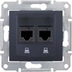SEDNA РОЗЕТКА КОМПЬЮТЕРНАЯ RJ45, двойная, кат. 5е, экр. STP, ГРАФИТ - фото 162521