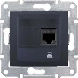 SEDNA РОЗЕТКА КОМПЬЮТЕРНАЯ RJ45, одиночная, кат. 6, неэкр. UTP, ГРАФИТ - фото 162540