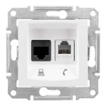 SEDNA РОЗЕТКА ДВОЙНАЯ КОМП.+ТЕЛЕФОННАЯ. RJ11+RJ45, кат.5е, неэкр. UTP, БЕЛЫЙ - фото 162610