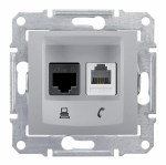 SEDNA РОЗЕТКА ДВОЙНАЯ КОМП.+ТЕЛЕФОННАЯ. RJ11+RJ45, кат.5е, неэкр. UTP, АЛЮМИНИЙ - фото 162619