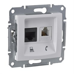 SEDNA РОЗЕТКА ДВОЙНАЯ КОМП.+ТЕЛЕФОННАЯ. RJ11+RJ45, кат.6, неэкр. UTP, БЕЛЫЙ - фото 162629