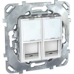 UNICA РОЗЕТКА компьютерная, RJ45, двойная, с полем для надписи, кат. 6, БЕЛЫЙ - фото 163634