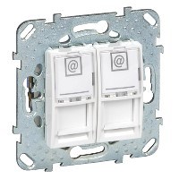 UNICA РОЗЕТКА компьютерная, RJ45, двойная, с полем для надписи, кат. 6, БЕЛЫЙ - фото 163635