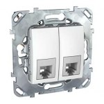 UNICA РОЗЕТКА телефонная, RJ11, двойная, 4 контакта, БЕЛЫЙ - фото 163993