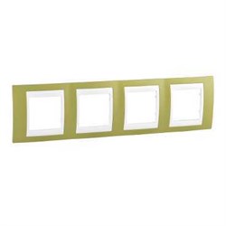 UNICA ХАМЕЛЕОН РАМКА 4-постовая, горизонтальная, БЕЛЫЙ/ ФИСТАШКОВЫЙ - фото 164817