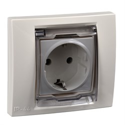 UNICA РОЗЕТКА со шторками, с крышкой, IP44, БЕЖЕВЫЙ - фото 164926