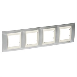 UNICA ХАМЕЛЕОН РАМКА 4-постовая, горизонтальная, БЕЖЕВЫЙ/ СЕРЕБРО - фото 165040