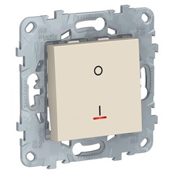 UNICA NEW выключатель двухполюсный, 1-кл., с индик., сх. 2а, 16 AX, 250 В, БЕЖ - фото 165573
