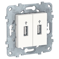 UNICA NEW USB-КОННЕКТОР, 2-местный, белый - фото 165627
