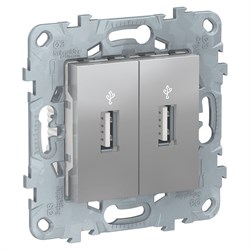 UNICA NEW USB-КОННЕКТОР, 2-местный, алюминий - фото 165630